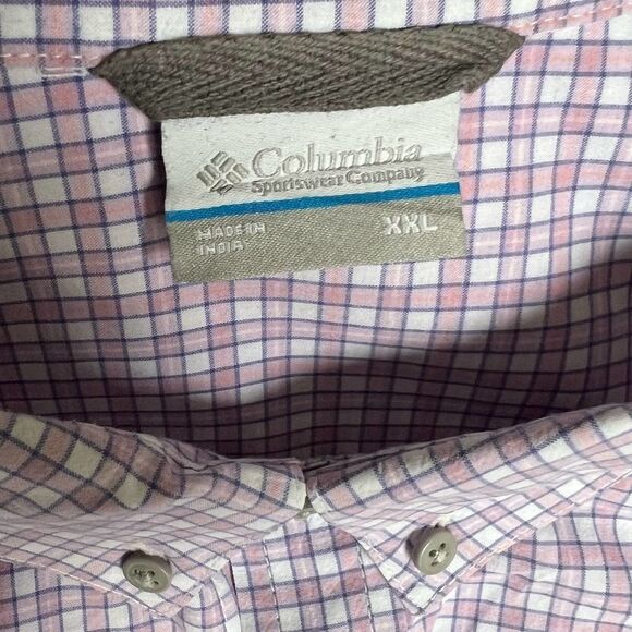 Columbia purple‎ plaid 100% cotton short sleeve button front shirt mens size XXL - Picture 3 of 4